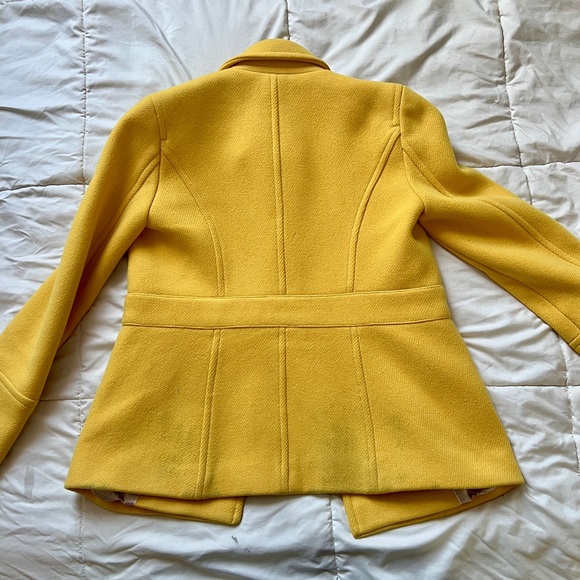 J. Crew Women’s Yellow Pea Coat Stadium Cloth By Nello Gori Size 2 - Picture 2 of 8